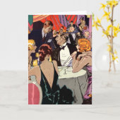 ヴィンテージアールデコカクテルパーティーアットナイトクラブ カード (黄色い花)