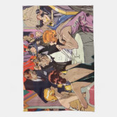 ヴィンテージアールデコカクテルパーティーアットナイトクラブ キッチンタオル (縦)