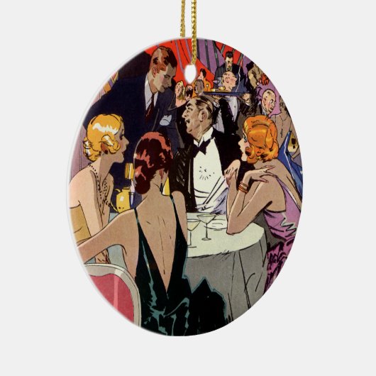 ヴィンテージアールデコカクテルパーティーアットナイトクラブ セラミックオーナメント (右)