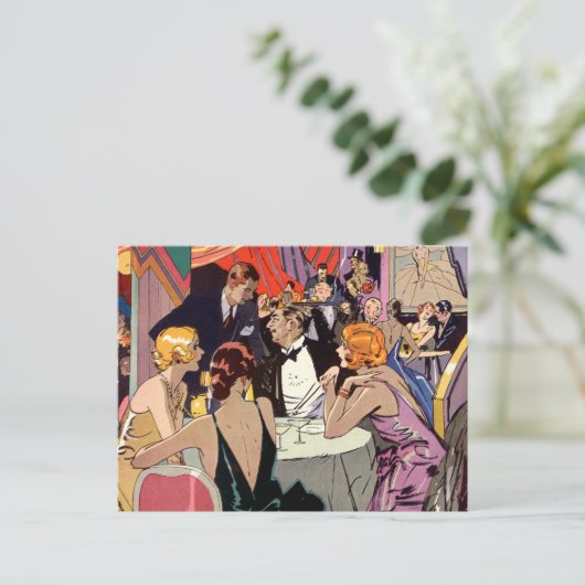 ヴィンテージアールデコカクテルパーティーアットナイトクラブ ポストカード (スタンド正面)