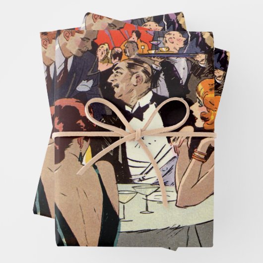 ヴィンテージアールデコカクテルパーティーアットナイトクラブ ラッピングペーパーシート (インサイチュ)