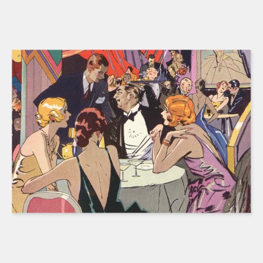 ヴィンテージアールデコカクテルパーティーアットナイトクラブ ラッピングペーパーシート (正面)
