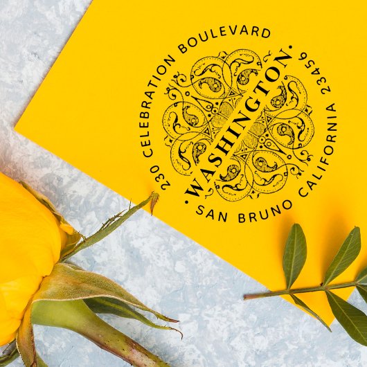 ヴィンテージアールデコカスタムモチーフ差出人住所 セルフインキングスタンプ