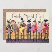 ヴィンテージアールデコガールズナイトアウト招待状 招待状 (正面/裏面)