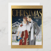 ヴィンテージアールデコクリスマスウィッシュ・カップル シーズンカード (正面/裏面)