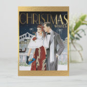 ヴィンテージアールデコクリスマスウィッシュ・カップル シーズンカード (スタンド正面)