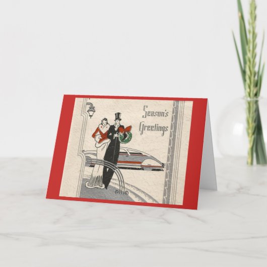 ヴィンテージアールデコクリスマスカップル シーズンカード (正面)