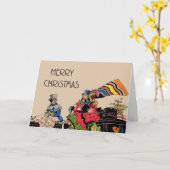 ヴィンテージアールデコクリスマスカード カード (黄色い花)