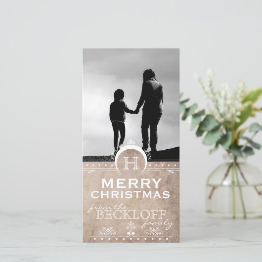 ヴィンテージアールデコクリスマスフォトカード シーズンカード (スタンド正面)