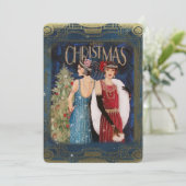 ヴィンテージアールデコクリスマス女性 シーズンカード (スタンド正面)