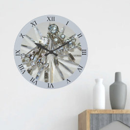 ヴィンテージアールデコグラムラインストーンアクリル ラージ壁時計