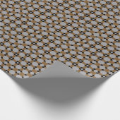 ヴィンテージアールデコグレー金ゴールドパターン ラッピングペーパー (角)