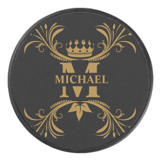 ヴィンテージアールデコゴールデンネームモノグラム アイスホッケーパック (正面)