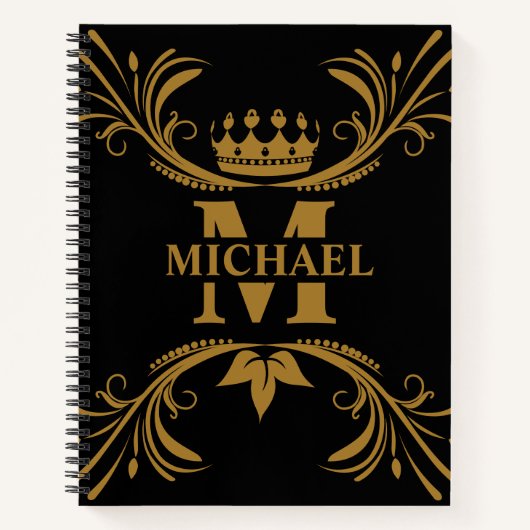 ヴィンテージアールデコゴールデンネームモノグラム ノートブック (正面)