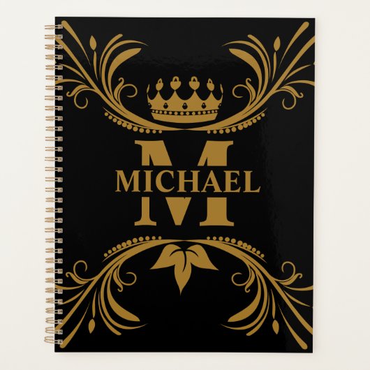 ヴィンテージアールデコゴールデンネームモノグラム プランナー手帳 (正面)