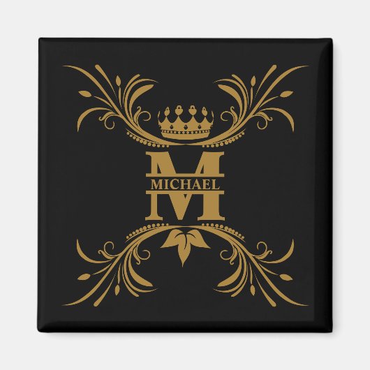 ヴィンテージアールデコゴールデンネームモノグラム マグネット (正面)