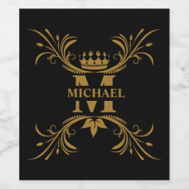 ヴィンテージアールデコゴールデンネームモノグラム ワインラベル