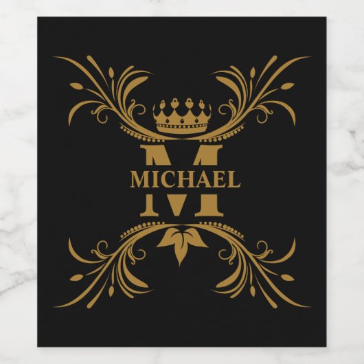 ヴィンテージアールデコゴールデンネームモノグラム ワインラベル (シングルラベル)