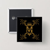 ヴィンテージアールデコゴールデンネームモノグラム 缶バッジ (正面&裏面)