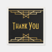 ヴィンテージアールデコサンキューブラック&金ゴールドギャツビー スタンダードカクテルナプキン (正面)