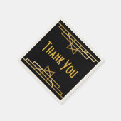 ヴィンテージアールデコサンキューブラック&金ゴールドギャツビー スタンダードカクテルナプキン (角)