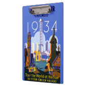 ヴィンテージアールデコシカゴ1934ワールドフェア・ポスター クリップボード (左)