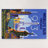 ヴィンテージアールデコシカゴ1934ワールドフェア・ポスター ジグソーパズル (横)