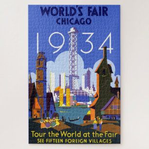 ヴィンテージアールデコシカゴ1934ワールドフェア・ポスター ジグソーパズル