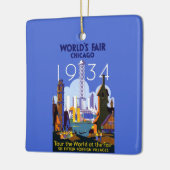 ヴィンテージアールデコシカゴ1934ワールドフェア・ポスター セラミックオーナメント (左)