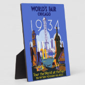 ヴィンテージアールデコシカゴ1934ワールドフェア・ポスター フォトプラーク (側面)
