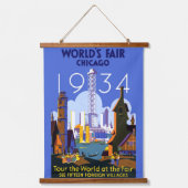 ヴィンテージアールデコシカゴ1934ワールドフェア・ポスター 吊り下げ型タペストリー (正面)