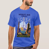 ヴィンテージアールデコシカゴ1934ワールドフェア・ポスター Tシャツ (正面)