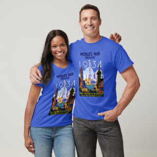 ヴィンテージアールデコシカゴ1934ワールドフェア・ポスター Tシャツ