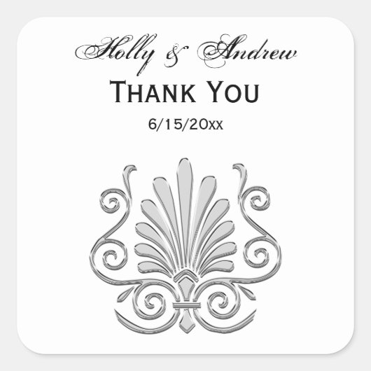 ヴィンテージアールデコシルバープルメアラベスク スクエアシール (正面)