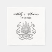 ヴィンテージアールデコシルバープルメアラベスク スタンダードカクテルナプキン (正面)