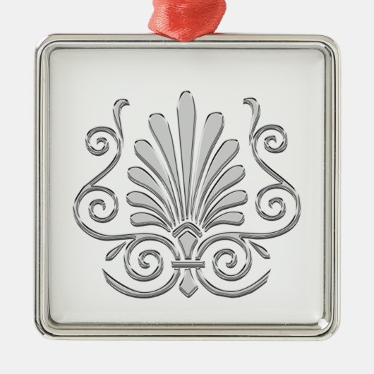 ヴィンテージアールデコシルバープルメアラベスク メタルオーナメント (正面)