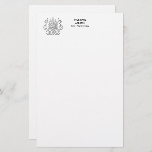 ヴィンテージアールデコシルバープルメアラベスク 便箋 (正面/裏面)