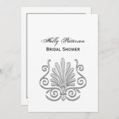 ヴィンテージアールデコシルバープルメアラベスク 招待状 (正面/裏面)