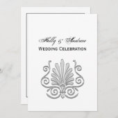 ヴィンテージアールデコシルバープルメアラベスク 招待状 (正面/裏面)