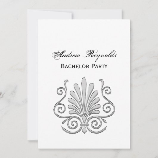 ヴィンテージアールデコシルバープルメアラベスク 招待状 (正面)