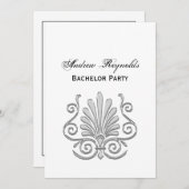 ヴィンテージアールデコシルバープルメアラベスク 招待状 (正面/裏面)