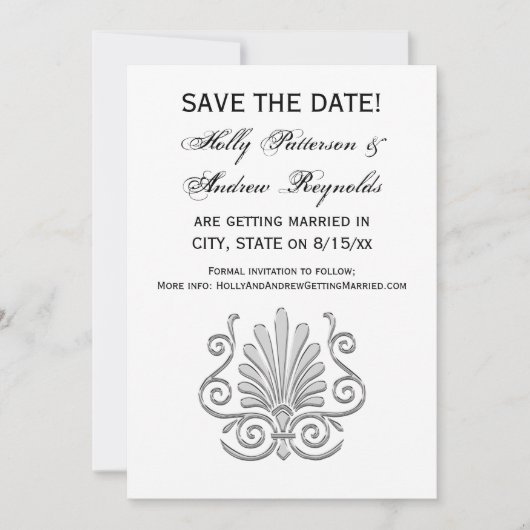 ヴィンテージアールデコシルバープルメアラベスク 招待状 (正面)