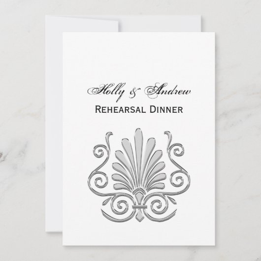 ヴィンテージアールデコシルバープルメアラベスク 招待状 (正面)