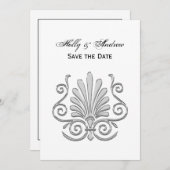 ヴィンテージアールデコシルバープルメアラベスク 招待状 (正面/裏面)