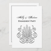 ヴィンテージアールデコシルバープルメアラベスク 招待状 (正面/裏面)