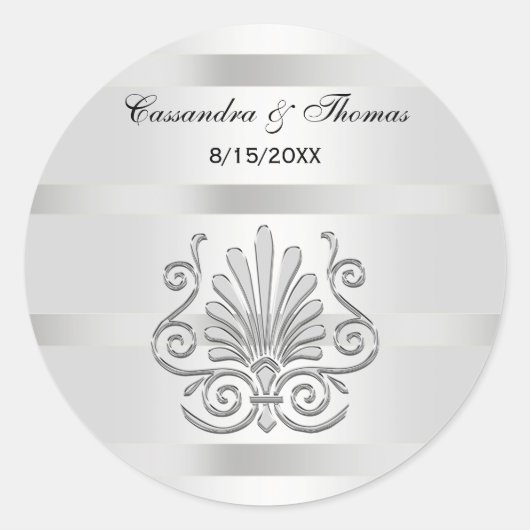 ヴィンテージアールデコシルバープルームR封筒用シール ラウンドシール (正面)