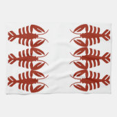 ヴィンテージアールデコシーフード、ロブスターイン赤 キッチンタオル (横)