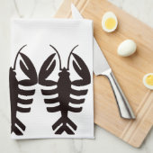 ヴィンテージアールデコシーフード、ロブスターイン黒 キッチンタオル (四つ折り)