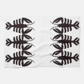 ヴィンテージアールデコシーフード、ロブスターイン黒 キッチンタオル (横)