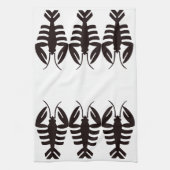 ヴィンテージアールデコシーフード、ロブスターイン黒 キッチンタオル (縦)